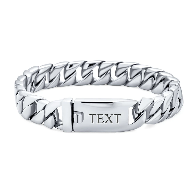 Bling Jewelry Solid Heavy Miami Curb Link Chain Bracelet Stainless Steel 8.5 Inch