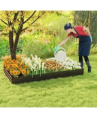 Slickblue Large Outdoor Metal Planter Box for Vegetable Fruit Herb Flower-Coffee
