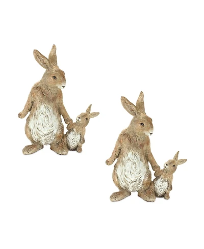 Slickblue Stone Mother Rabbit And Baby Bunny Figurine (Set of 2)