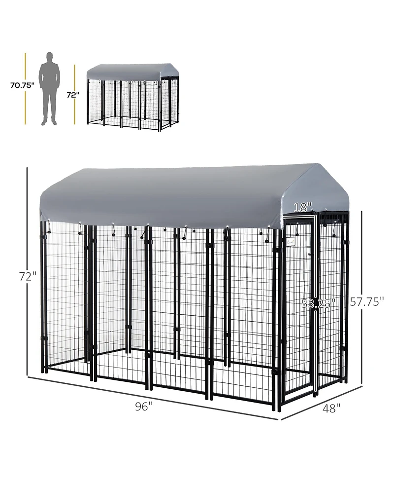 PawHut Medium Dog Cage Crate Pet Kennel House Metal Playpen Patio Shelter w/ Roof