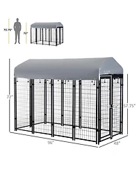 PawHut Medium Dog Cage Crate Pet Kennel House Metal Playpen Patio Shelter w/ Roof