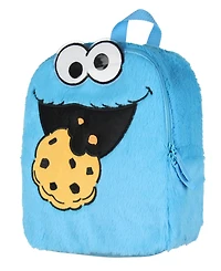 Sesame Street Plush Cookie Monster Smile Face 12 Inch Backpack For Daily Use