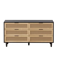 Simplie Fun Natural Rattan Dresser with Anti-Tip Design and Ample Storage