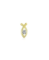 Bling Jewelry Tiny Minimalist14K Gold Helix Cartilage Ear Lobe Piercing Daith Ichthus ChristianJesus Fish 1 Piece Stud Earring Screw back