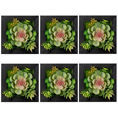Slickblue Set of 6 Hanging Succulent Wall Decor Pieces-Realistic Plastic Plants for Stylish Indoor and Outdoor Spaces