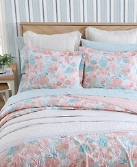 Closeout! Laura Ashley Swimtime Reversible 3 Piece Quilt Set, King