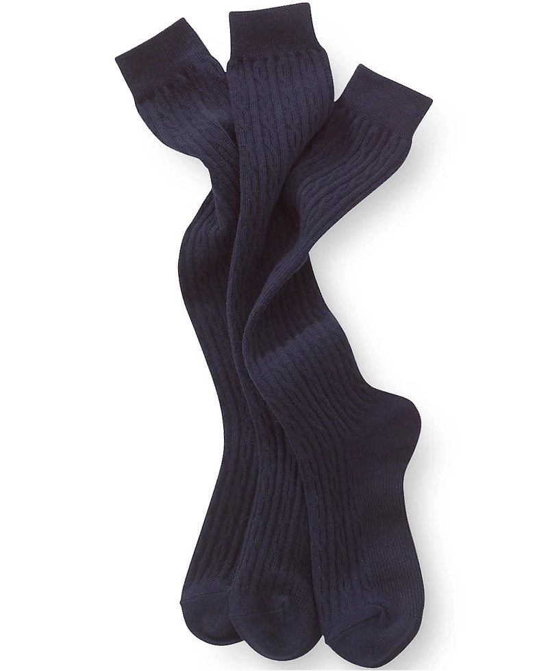 Lands' End Girls Solid Cable Knee Socks (3-pack)