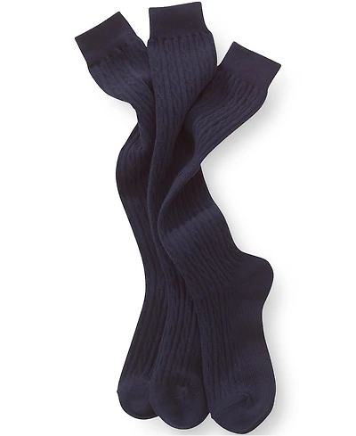 Lands' End Girls Solid Cable Knee Socks (3-pack)