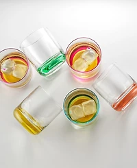 JoyJolt Hue Colored Double Old Fashion Whiskey Glass Tumbler - 10 oz, Set of 6