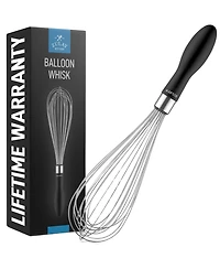 Stainless Steel Balloon Whisk 11 Inch – Durable Wire Whisk with Soft Grip Silicone Handle