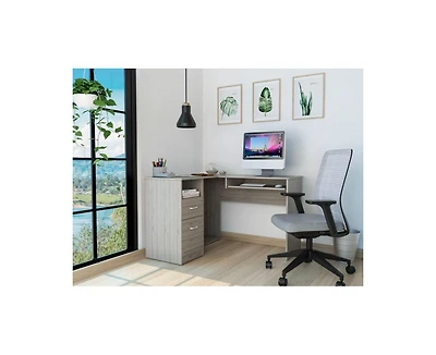 Fm Furniture Raleigh L-Shaped Desk, Two Drawers, One Shelf, Cpu Storage