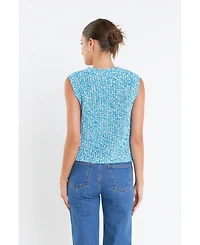 English Factory Women's Sleeveless Ribbed Knit Sweater