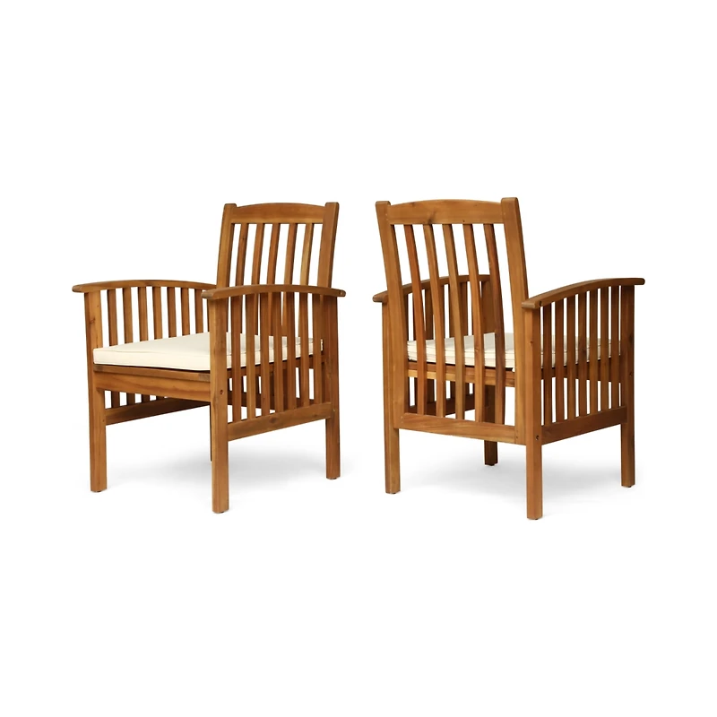 Streamdale Rustic Acacia Wood Dining Chairs with Water-Resistant Cushions