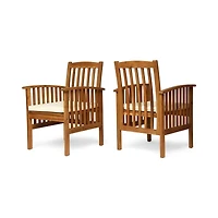 Streamdale Rustic Acacia Wood Dining Chairs with Water-Resistant Cushions