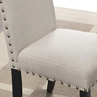 Streamdale Fabric Dining Chairs with Nailhead Trim, Set of 2, Tan