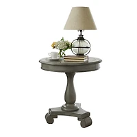 Streamdale Furniture Round Wood Pedestal Side Table, Gray