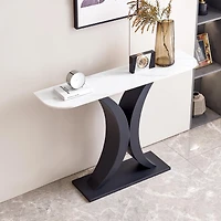 Elegant Console Table with Sintered Stone Top and Metal Frame