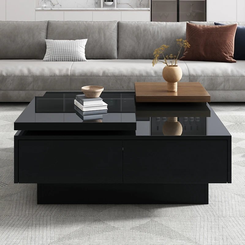 Streamdale Contemporary Coffee Table with Movable Squares and Hidden Drawers