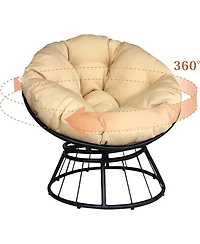 Streamdale Furniture 360° Swivel Papasan Chair with Uv-Resistant Cushion and Aluminum Frame