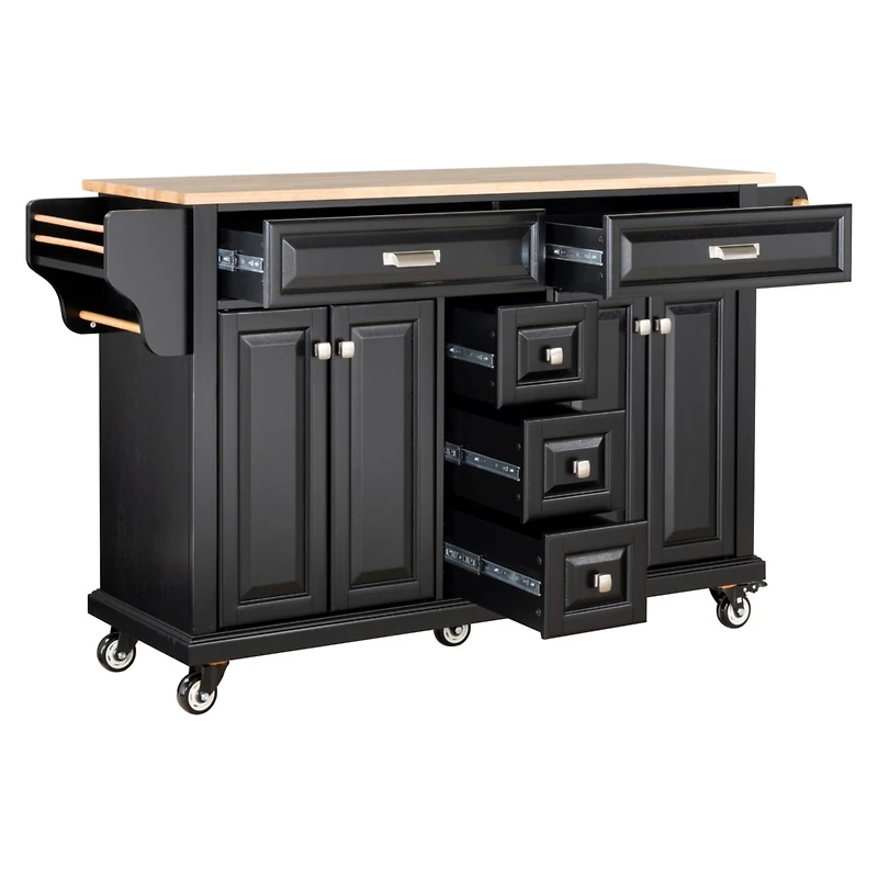 Simplie Fun Cambridge Natural Wood Top Kitchen Island with Storage