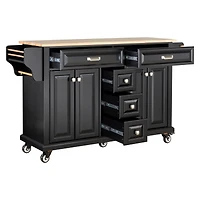 Simplie Fun Cambridge Natural Wood Top Kitchen Island with Storage