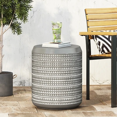 Streamdale Bohemian Textured Patio Side Table - Versatile Outdoor/Indoor Accent