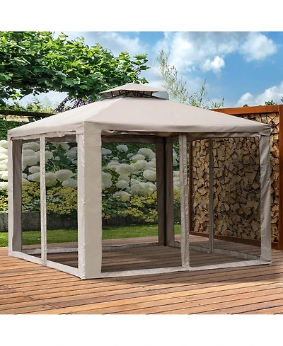 Uv-Resistant Outdoor Canopy Gazebo with Mesh Walls for Sun and Bug Protection