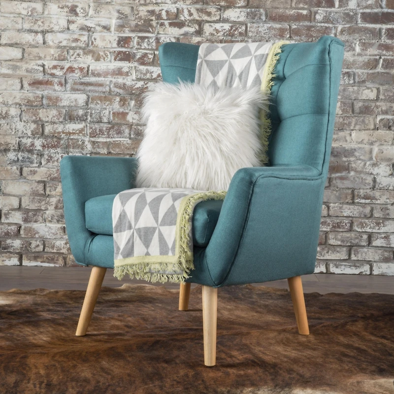Streamdale Mid-Century Modern Tufted Armchair with Rubberwood Legs