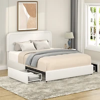 Streamdale Liv 2-Drawer Boucle Upholstered Bed with Tufted Headboard