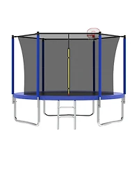 Streamdale Furniture 8FT Blue Trampoline with Safety Net and Ladder for Kids Outdoor