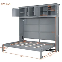 Streamdale Queen Murphy Bed Wall with Top Cabinets, Gray