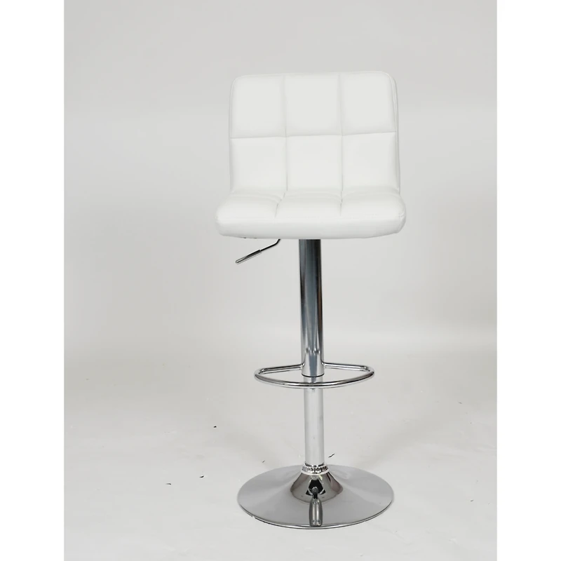 Simplie Fun Faux Leather Adjustable Hydraulic Bar Stool, Set of 2, White