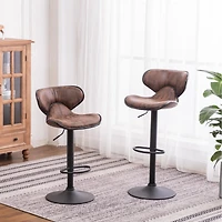 Streamdale Furniture Masaccio Leatherette Airlift Adjustable Swivel Barstools, Set of 2