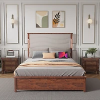 Streamdale King Bed Frame with Upholstered Headboard and Charging