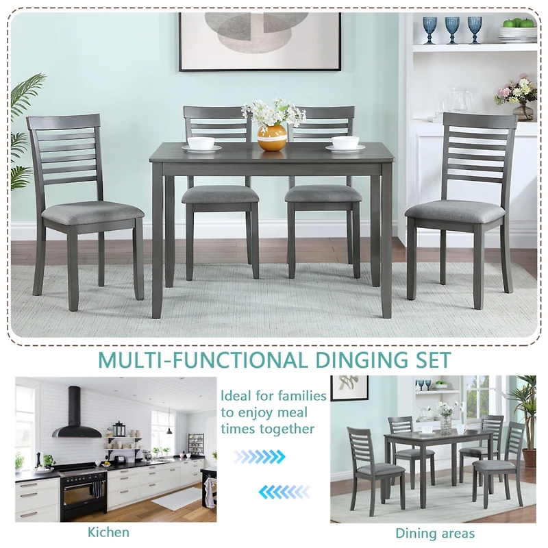 Streamdale Furniture Elegant 5-Piece Solid Wood Dining Table and Chair Set