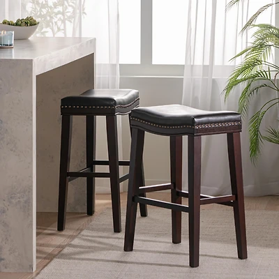 Streamdale Leather and Wood Bar Stool Style and Durability