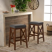 Streamdale Elegant and Durable Fabric Upholstered Barstools with X-Frame Base