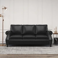 Streamdale Contemporary Faux Leather Upholstered Sofa with Nailhead Accents