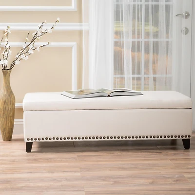 Streamdale Studded Chain-Link Ottoman for Living Room Comfort and Style