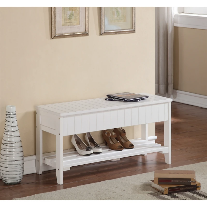 Streamdale Furniture Quality Solid Wood Shoe Bench with Storage, White