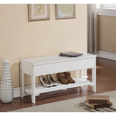 Streamdale Furniture Quality Solid Wood Shoe Bench with Storage, White