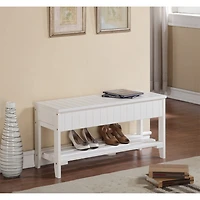 Streamdale Furniture Quality Solid Wood Shoe Bench with Storage, White