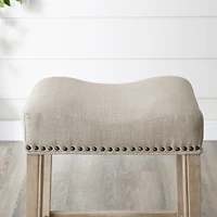 Streamdale Tan 24" Counter Stools, Upholstered, Backless, Set of 2