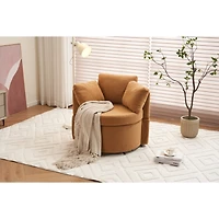 Simplie Fun Teddy Fabric Swivel And Storage Chair With Back Cushion For Living Room, Khaki
