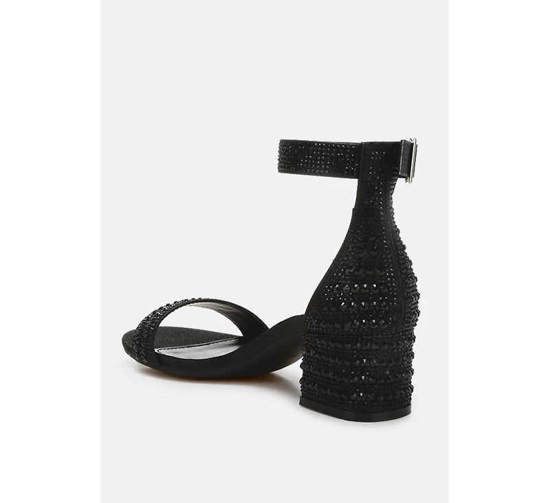 Twerky Rhinestones Embellished Block Sandals