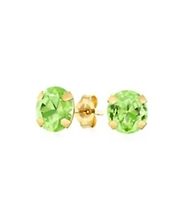 Bling Jewelry 1.4CT Round Natural Peridot Stud Earrings 14K Yellow Golds 6MM