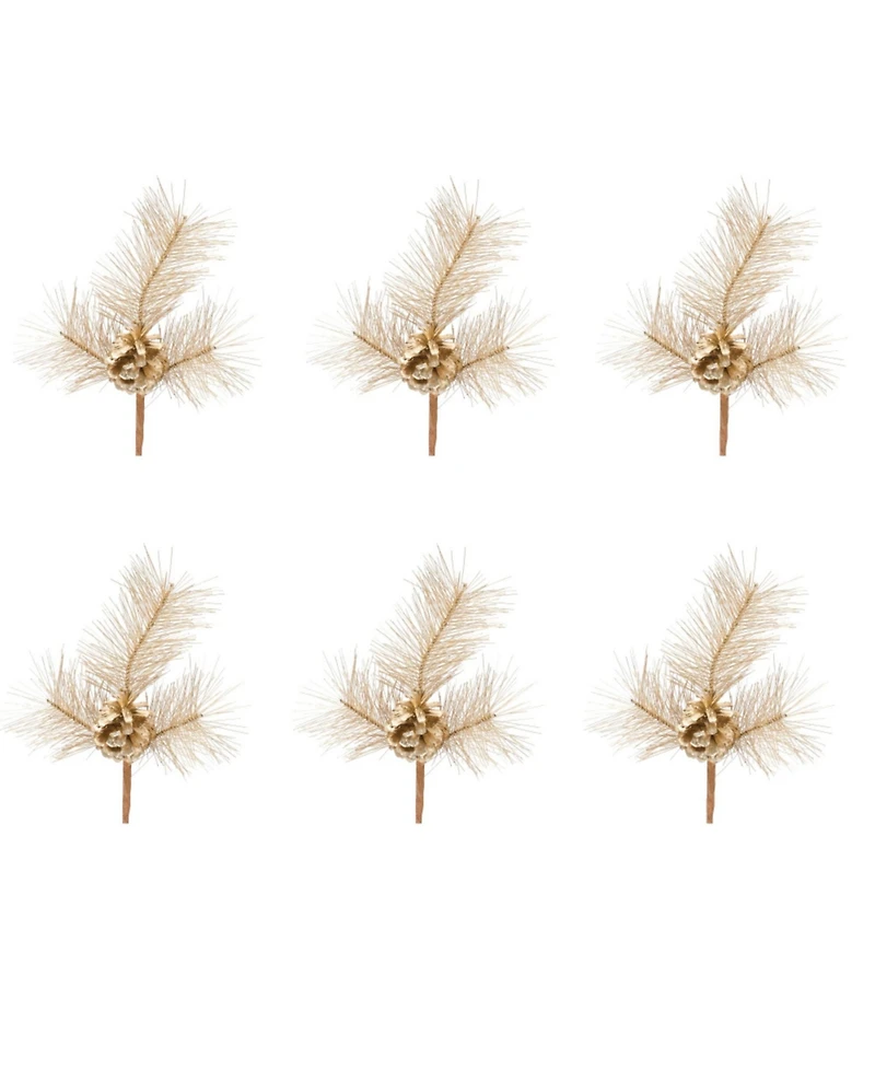 Set of 6 Nature-Inspired Pine Picks for Decorative Use