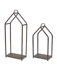 Rustic Firewood Frame Candle Holder- Set of 2 for Cozy Ambiance
