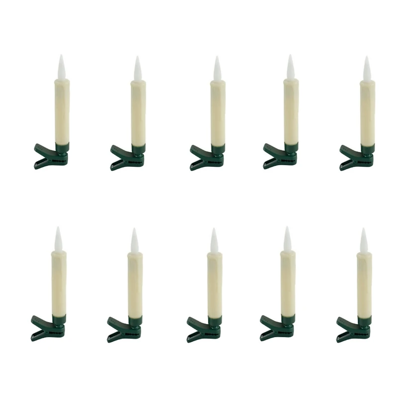 Led Fia Flame Clip-on Candle Taper or Suction Cup (Set of 10)