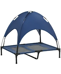 PawHut Elevated Portable Dog Cot with Uv Protection Canopy Shade,